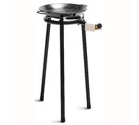 briebe Set Paellero de Gas 30cm + Paellera Acero Esmaltado 38cm 8 Raciones + Soporte 3 Patas L1 Trípode Robusto Aguanta hasta 60 KG, Kit Paella
