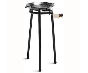 briebe Set Paellero de Gas 30cm + Paellera Acero Esmaltado 38cm 8 Raciones + Soporte 3 Patas L1 Trípode Robusto Aguanta hasta 60 KG, Kit Paella