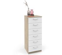 briebe Sinfonier Dormitorio Alto, Cómoda, Cajonera 6 Cajones, 110x40x40 cm (Alto x Ancho x Profundo), Habitación Matrimonio, Juvenil, Infantil, Prakt, Roble Cambrian/Blanco