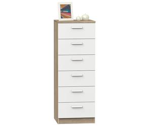 briebe Sinfonier Dormitorio Alto, Cómoda, Cajonera 6 Cajones, 110x40x40 cm (Alto x Ancho x Profundo), Habitación Matrimonio, Juvenil, Infantil, Nova, Roble Cambrian/Blanco