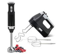 briebe Elegance Set Batidora de Mano 600W, 2 Velocidades Pie Desmontable Acero Inoxidable + Batidora de Varillas Eléctrica 400W, Amasadora de Mano Especial Repostería 5 Velocidades + Turbo (Negro)