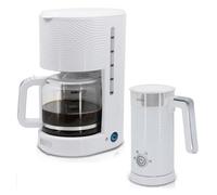 Briebe skt1188wht elegance set cafetera goteo 10 tazas café filtro espumador leche eléctrico espuma fría/caliente, 1000, blanco
