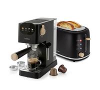 Nordic Set Cafetera 20 Bares Cápsulas y Café Molido Tostadora 2 Rebanadas Anchas