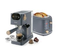 Nordic Set Cafetera 20 Bares Cápsulas y Café Molido Tostadora 2 Rebanadas Anchas