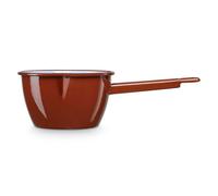 briebe Cazo Cocina con Pico Hervir Leche Acero Esmaltado 18 cm, Hervidor Vitrificado 2,15 L con Mango, Apto Inducción, Vitrocerámica, Fuego, Gas, Horno, Terra Vintage Marrón Teja