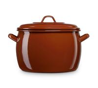 briebe Olla Abombada Cocina Inducción 16 cm, Cazuela 3 L con Tapa Acero Esmaltado Vitrificado, Apta Vitrocerámica, Fuego, Gas, Horno, Terra Vintage Marrón Teja