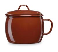 briebe Puchero Olla Cocina Inducción 14 cm con Tapa, Acero Esmaltado, Hervidor 2 L Vitrificado, Apto Vitrocerámica, Fuego, Gas, Horno, Terra Vintage Marrón Teja