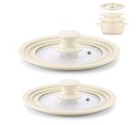 briebe TotaLid Juego 2 Tapas de Sartén Universal 16-18-20cm y 24-26-28cm | Multidiámetro, Borde de Silicona y Cristal, sin BPA, para Ollas, Cazuelas