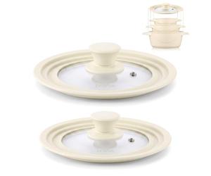 briebe TotaLid Juego 2 Tapas de Sartén Universal 16-18-20cm y 24-26-28cm | Multidiámetro, Borde de Silicona y Cristal, sin BPA, para Ollas, Cazuelas