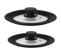 briebe TotaLid Juego de 2 Tapas de Sartén Universal con Borde de Silicona y Cristal Templado, Multidiámetro 16-18-20cm y 24-26-28cm, sin BPA, para Ollas, Cazuelas, Válvula de Vapor