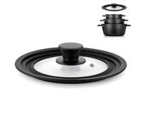 briebe TotaLid Tapa de Sartén Universal Multidiámetro 16/18/20cm | Borde Silicona, Cristal, sin BPA, para Ollas, Cazuelas, Válvula de Vapor