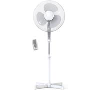 briebe Ventilador de Pie Silencioso con Mando a Distancia, 40cm, Temporizador, Oscilante, 3 Modos Funcionamiento, 3 velocidades, Regulable Altura 125cm (Blanco)