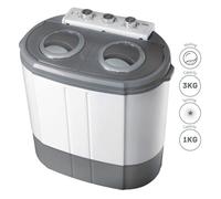 Briebe wm1140 mini lavadora centrifugadora portátil, 3kg lavado, 2 compartimentos, programa lavado 15m, 190 , blanco/gris