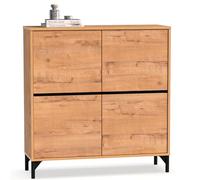 briebe Zapatero Entrada Recibidor, Mueble Auxiliar de Madera para Zapatos, 4 Puertas, 96,5x101x33 cm (Alto x Ancho x Profundo) 20 Pares Aproximadamente, Harmony Roble Gold