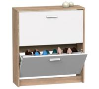 briebe Zapatero Entrada Recibidor, Mueble Auxiliar Estrecho de Madera para Zapatos, 2 Puertas, 82x74x25 cm (Alto x Ancho x Profundo), 12 Pares Aproximadamente, Nova (Cambrian/Blanco)