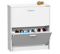 briebe Zapatero Entrada Recibidor, Mueble Auxiliar Estrecho de Madera para Zapatos, 2 Puertas, 82x74x25 cm (Alto x Ancho x Profundo), 12 Pares Aproximadamente, Nova (Blanco)