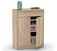 briebe Zapatero Entrada Recibidor, Mueble Auxiliar Estrecho Dormitorio, 2 Puertas, 1 Cajón 101x75x36 cm (Alto x Ancho x Profundo), 20 Pares Zapatos, Domus Roble Cambrian