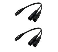 BRIEFCEC 2pcs XLR Splitter Cable, micrófono Y Cable XLR hembra a doble XLR macho 3 pin Jack Splitter Cable adaptador de audio, conector de aleación de zinc Cable de cobre OFC (1 hembra a 2macho, 30cm)