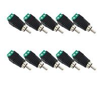 BRIEFCEC Sin Soldadura RCA Adaptador Macho 2 Pin a Altavoz de Subgraves para Vídeo, Audio, Resorte, Tipo de Presión, CCTV Balun (10 Piezas, Verde)