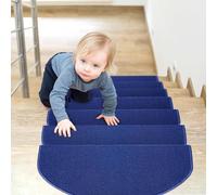 Brielle Alfombrillas antideslizantes para escalones, 65 x 24 x 3,5 cm, autoadhesivas, fáciles de limpiar, semicirculares, color azul oscuro, insonorización semicircular, 20 dp, 15 unidades