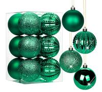 Briful 12 bolas de Navidad de 8 cm, decoraciones de árbol de Navidad, adornos colgantes de Navidad, pequeñas bolas inastillables para el hogar, festivales, regalos, decoraciones de Navidad