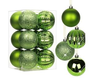 Briful 12 Bolas de Navidad de 8 cm, Decoraciones de árbol de Navidad, Adornos Colgantes de Navidad, pequeñas Bolas inastillables para el hogar, Festivales, Regalos, Decoraciones de Navidad