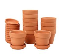 Briful 12 macetas pequeñas de terracota con platillos de 7,9 x 7,4 cm, macetas de arcilla con agujero de drenaje, ideales para cactus, plantas suculentas, decoración de jardín, 12 unidades
