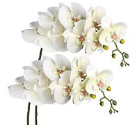 Briful 2 tallos artificiales de orquídea falsa falaenopsis, 9 cabezas de flores, orquídea de seda de tacto real, flores artificiales para decoración del hogar, boda, fiesta, centro de mesa