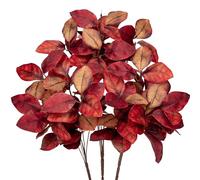 Briful 3 hojas de otoño artificiales de hojas de magnolia, 15.7 pulgadas, ramas artificiales de hojas de magnolia para jarrón, arreglos florales, mesa de cocina, decoración de otoño