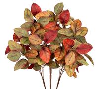 Briful 3 hojas de otoño artificiales de hojas de magnolia, 15.7 pulgadas, ramas artificiales de hojas de magnolia para jarrón, arreglos florales, mesa de cocina, decoración de otoño