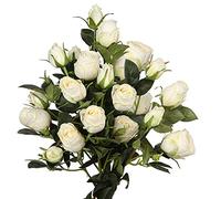 Briful 3 unidades de rosas artificiales, rosas artificiales, ramo de rosas individuales, tallo con 5 flores, decoración de boda, flores artificiales, longitud 60 cm