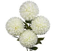 Briful 4 flores artificiales de crisantemo de 6 pulgadas de cabeza grande de seda para mamás, flores con forma de bola sintética, flores de hortensia de primavera para decoración del hogar, boda, interior (blanco crema)