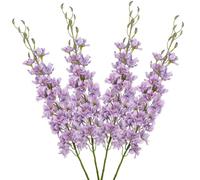 Briful 4 flores artificiales de delfinio de 37 pulgadas de alto, flores artificiales de tallo largo para jarrón alto, flores falsas de delfinio de seda morada, arreglos florales, decoración de boda y