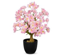 Briful 41 cm flores artificiales como flores de cerezo artificiales bonsái en maceta rosas flores decorativas bonsai para decoración de primavera del hogar