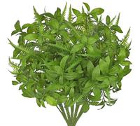 Briful 5 hojas artificiales de menta de 16.1 pulgadas para interiores, plantas artificiales de 41 cm, tallos de hojas de helecho sintético para arreglos florales, centros de mesa, decoración de jardín