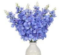 Briful 6 flores artificiales de delfinio de 17.5 pulgadas, flores artificiales azules para decoración, tallos de flores falsas de delfinio para arreglos florales decoración del hogar y fiestas