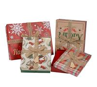 Briful Cajas de regalo de Navidad con tapas, juego de 4 cajas de Navidad para regalos, cajas de regalo rectangulares pequeñas de Navidad para manualidades, chocolate, juguetes para niños, decoraciones