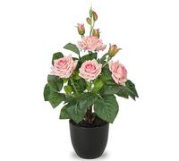 Briful Flores artificiales de 34 cm, rosas artificiales en maceta, decoración para salón, balcón, terraza, jardín, boda