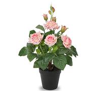 Briful Flores artificiales de 34 cm, rosas artificiales en maceta, decoración para salón, balcón, terraza, jardín, boda