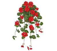 Briful Geranio artificial de 76 cm en maceta tejida, flores artificiales rojas para interiores, flores falsas de geranio en cesta tejida, plantas artificiales de 76 cm de alto para decoración de