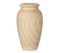 Briful Jarrón de madera hecho a mano de 25,7 cm de alto, jarrón grande de madera de fresno natural para arreglos florales para decoración del hogar