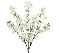 Briful Juego de 3 flores artificiales como primavera real, flores decorativas de melocotón blanco, flores de primavera, ramas artificiales, 94 cm, tallos largos para arreglo floral, decoración del