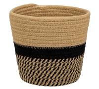 Briful Maceta tejida de cuerda de algodón de 15 x 15 cm, maceta de interior de algodón negro y marrón, cesta de almacenamiento decorativa para plantas, juguetes, manualidades, decoración rústica del
