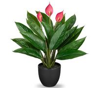Briful Planta artificial artificial como verdadera planta decorativa Calathea tupida con 22 hojas en maceta de plástico, altura 43 cm, color verde