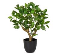 Briful Planta artificial de ficus 43 cm, árbol bonsái verde, planta falsa para interiores, pequeño árbol de ficus para decoración