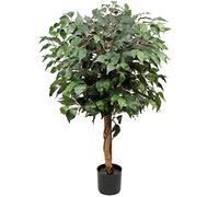 Briful Planta artificial grande árbol artificial Ficus Benjamini planta artificial árbol con tronco de madera real, ideal para decoración de interiores verde