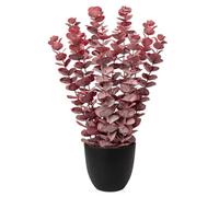 Briful Plantas artificiales de eucalipto de 40 cm en maceta, plantas artificiales de eucalipto rojo esmerilado en maceta negra, plantas artificiales decorativas, vegetación sintética para decoración