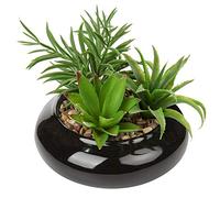 Briful Plantas suculentas artificiales en maceta redonda de cerámica, planta falsa en maceta, arreglo de suculentas falsas, plantas artificiales para interiores para decoración de escritorio de