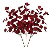 Briful Tallos de Eucalipto Artificiales de 31.8 Pulgadas - Hojas de Otoño, 3 Hojas de Seda Falso, Plantas Plateadas, Tallos Largos para Decoraciones y Arreglos