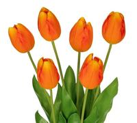 Briful Tulipanes artificiales de 23.6 pulgadas, tulipanes falsos, tallos largos, 6 flores de seda, tulipanes artificiales naranjas para jarrón alto, arreglo floral para decoración del hogar, casa de